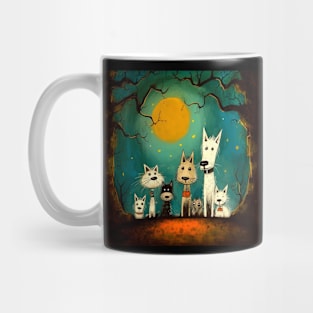 Happy Canine Family: Stylized Cartoon Portrait Mug